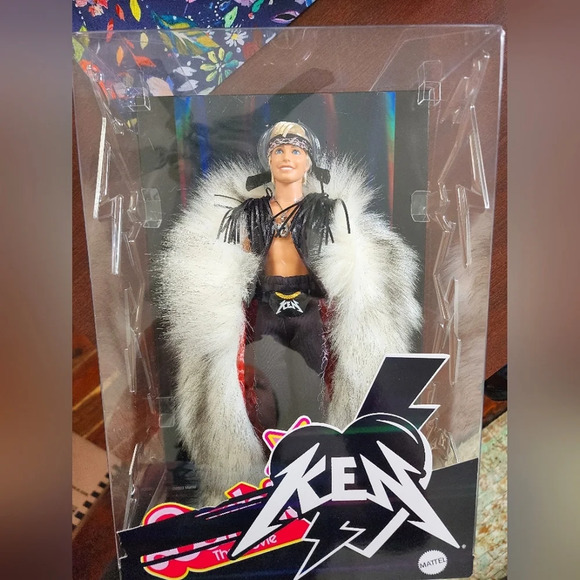 Barbie The Movie, Ken Doll in Faux Fur Coat and Black Fringe Vest. - Picture 7 of 16